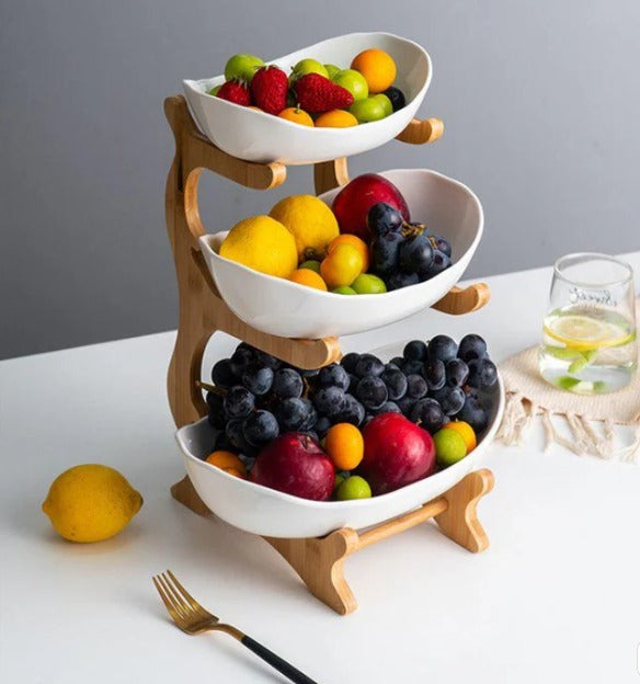NatureShelf™ | Frutero de Madera de 3 Niveles